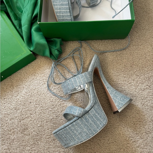 JLO Denim Platform Heels with Sparkles - Picture 2 of 6